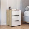 Rauch Flipp 3 Drawer Bedside Cabinet with Adjustable Height - Artisan Oak and White Glass