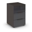 Rauch Flipp 3 Drawer Bedside Cabinet with Adjustable Height - Graphite and Basalt Glass