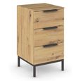Rauch Flipp 3 Drawer Bedside Cabinet with Metal Base - Artisan Oak