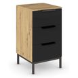 Rauch Flipp 3 Drawer Bedside Cabinet with Metal Base - Artisan Oak and Basalt Glass