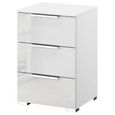 Rauch Miramar 3 Drawer Bedside Cabinet - Alpine White and Crystal White Glass