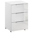 Rauch Miramar 3 Drawer Bedside Cabinet - Alpine White and Crystal White Glass