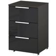 Rauch Miramar 3 Drawer Bedside Cabinet - Graphite and Basalt Glass