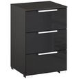 Rauch Miramar 3 Drawer Bedside Cabinet - Graphite and Basalt Glass