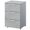 Rauch Miramar 3 Drawer Bedside Cabinet - Silk Grey and Silk Grey Glass