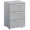 Rauch Miramar 3 Drawer Bedside Cabinet - Silk Grey and Silk Grey Glass