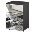 Rauch Miramar 3 Drawer Mirrored Bedside Cabinet - Graphite