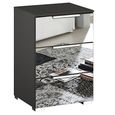 Rauch Miramar 3 Drawer Mirrored Bedside Cabinet - Graphite