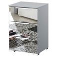 Rauch Miramar 3 Drawer Mirrored Bedside Cabinet - Silk Grey