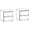Rauch Monostar 2 Drawer Bedside Cabinet - Alpine White with White Glass