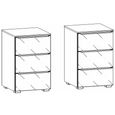 Rauch Monostar 3 Drawer Bedside Cabinet - Alpine White with White Glass