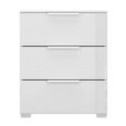 Rauch Skat Meridian 3 Drawer Bedside Cabinet - Alpine White and Crystal White Glass