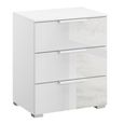 Rauch Skat Meridian 3 Drawer Bedside Cabinet - Alpine White and Crystal White Glass
