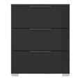 Rauch Skat Meridian 3 Drawer Bedside Cabinet - Graphite and Basalt Glass