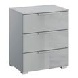 Rauch Skat Meridian 3 Drawer Bedside Cabinet - Silk Grey and Silk Grey Glass