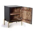 Refton Bedside Cabinet - Carved - Dark Mango Wood - 1 Door
