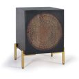 Refton Bedside Cabinet - Carved - Dark Mango Wood - 1 Door