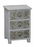 Rewa Hand Painted Carved 3 Drawer Bedside Cabinet