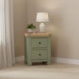 Salcombe Bedside Cabinet - 2 Drawer - Sage Oak