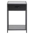 Seaford Bedside Table - 1 Drawer - Black Melamine and Metal