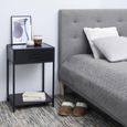 Seaford Bedside Table - 1 Drawer - Black Melamine and Metal