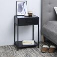 Seaford Bedside Table - 1 Drawer - Black Melamine and Metal