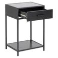 Seaford Bedside Table - 1 Drawer - Black Melamine and Metal
