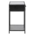 Seaford Bedside Table - 1 Drawer - Black Melamine and Metal