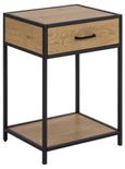 Seaford Bedside Table - 1 Drawer - Oak and Black Metal
