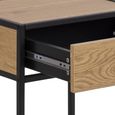 Seaford Bedside Table - 1 Drawer - Oak and Black Metal