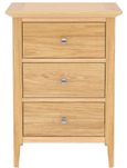 Selene Oak 3 Drawer Bedside Cabinet