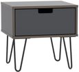Shanghai Graphite 1 Drawer Bedside Table with Hairpin Legs