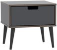 Shanghai Graphite 1 Drawer Bedside Table with Wooden Legs