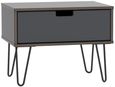Shanghai Graphite 1 Drawer Wide Bedside Table with Hairpin Legs