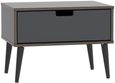 Shanghai Graphite 1 Drawer Wide Bedside Table with Wooden Legs