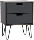 Shanghai Graphite 2 Drawer Bedside Cabinet with Hairpin Legs