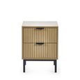 Sia Bedside Cabinet - 2 Drawer - Ribbed - Oak