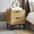 Sia Bedside Cabinet - 2 Drawer - Ribbed - Oak