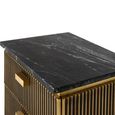 Stephen Bedside Cabinet - Ribbed Brass - 2 Drawer - Black Marble Top