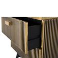 Stephen Bedside Cabinet - Ribbed Brass - 2 Drawer - Black Marble Top