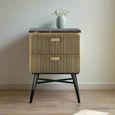 Stephen Bedside Cabinet - Ribbed Brass - 2 Drawer - Black Marble Top