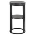Strington Bedside Table - Round - Black Marble Effect