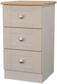 Sussex Cashmere and Oak Effect 3 Drawer Bedside Cabinet