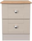 Sussex Cashmere and Oak Effect Oak 2 Drawer Bedside Cabinet