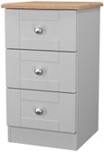 Sussex Grey and Oak Effect 3 Drawer Bedside Cabinet