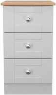 Sussex Grey and Oak Effect 3 Drawer Bedside Cabinet