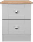 Sussex Grey and Oak Effect Oak 2 Drawer Bedside Cabinet