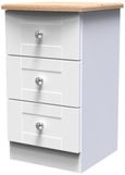 Sussex White and Oak Effect 3 Drawer Bedside Cabinet