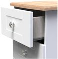 Sussex White and Oak Effect 3 Drawer Bedside Cabinet