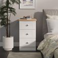 Sussex White and Oak Effect 3 Drawer Bedside Cabinet